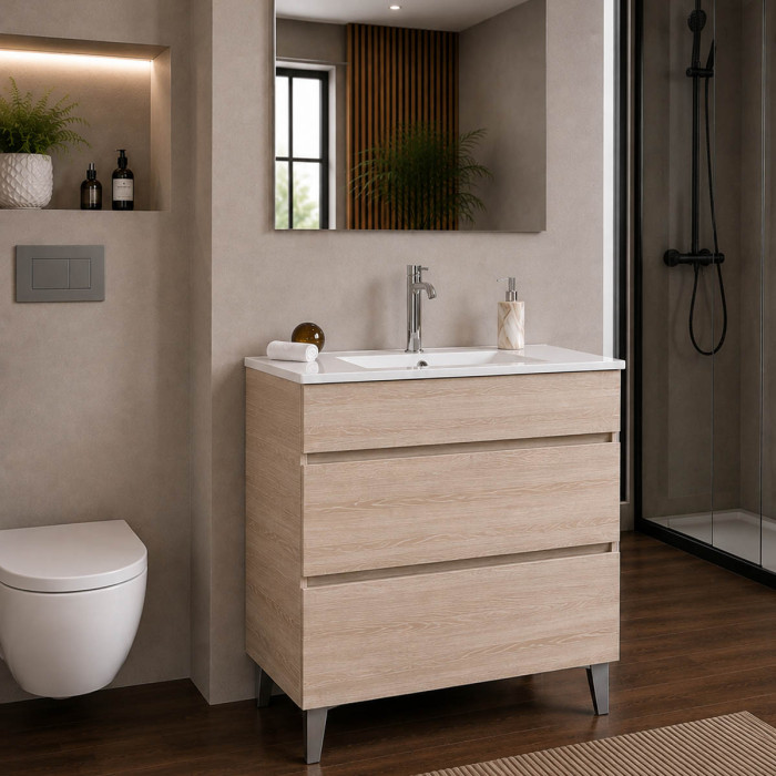 Mobile bagno Musa 100 cm finitura Rovere completo