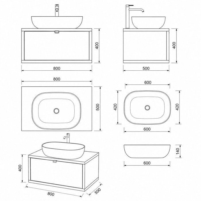 Mobile sospeso da 80 cm con lavabo bianco lucido