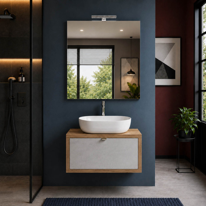 Mobile bagno sospeso Domus 80 cm finitura chiara