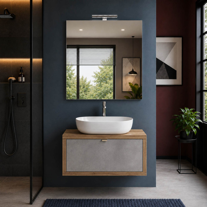 Mobile bagno sospeso Domus 80 cm finitura scura
