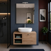 Mobile bagno Domus 80 cm con ripiano Rovere Farnia