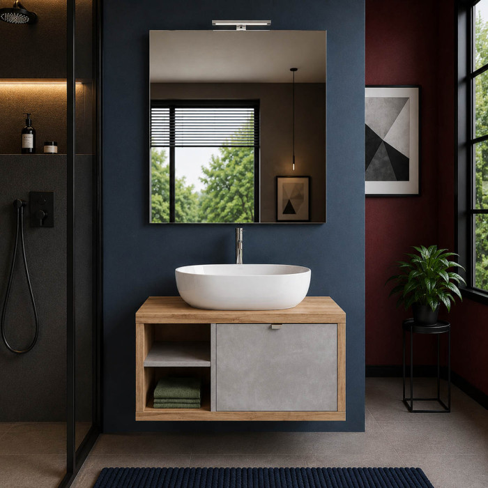 Mobile bagno Domus 80 cm con ripiano finitura scura
