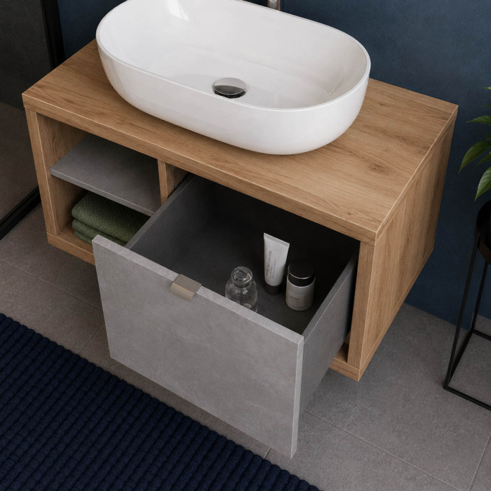Mobile Domus con cassetto soft-close e vano a giorno