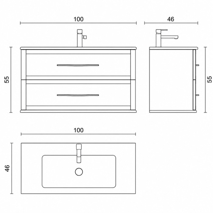 Mobile bagno TED con specchio e applique LED cromata