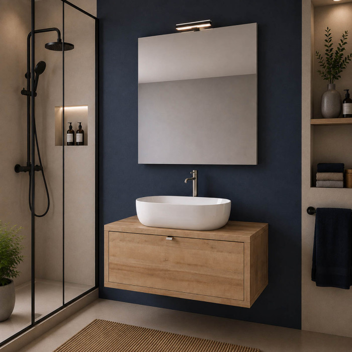 Composizione bagno moderna DOMUS 110 cm rovere farnia
