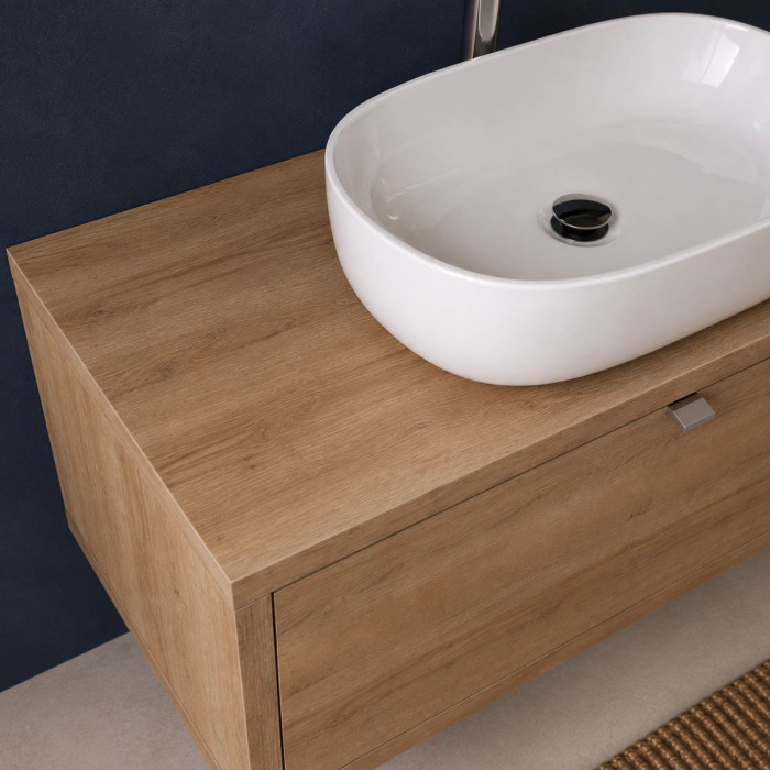 Mobile bagno sospeso 110 cm effetto legno con cassetto
