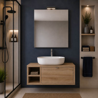 Mobile bagno sospeso DOMUS 110 cm rovere farnia con lavabo da appoggio