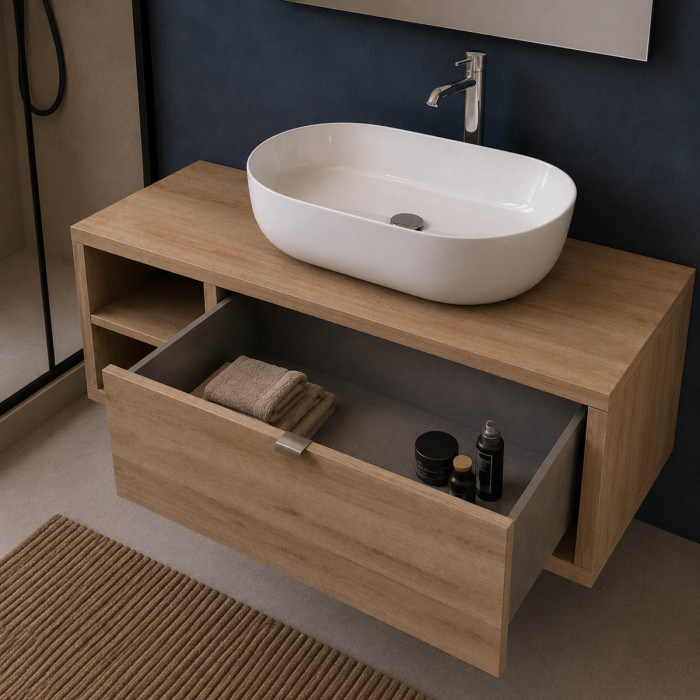 Mobile bagno moderno DOMUS 110 cm con cassetto e ripiano