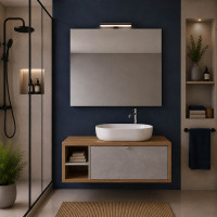 Mobile bagno sospeso DOMUS 110 cm rovere farnia e cemento grigio scuro