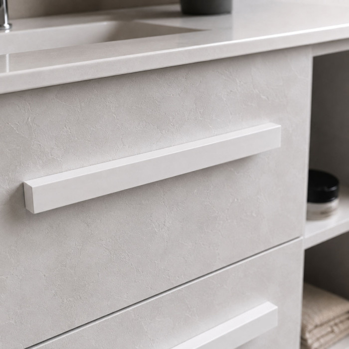 Mobile bagno LIRIOC effetto cemento bianco con lavabo integrato