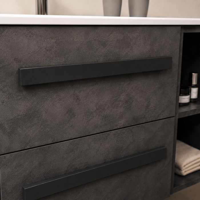 Mobile bagno LIRIOC cemento antracite vista tre quarti