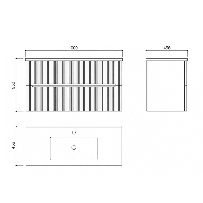 Mobile bagno FLY 100 cm noce con specchio e luce LED