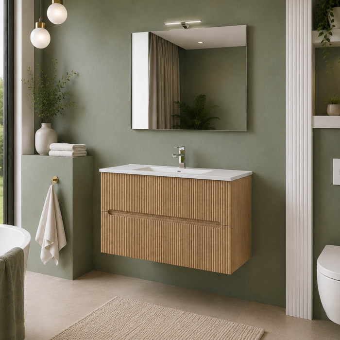 Composizione bagno FLY 100 cm tabacco cannettato