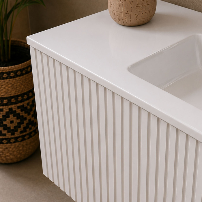 Dettaglio superficie cannettata mobile bagno BAMBI 80 cm