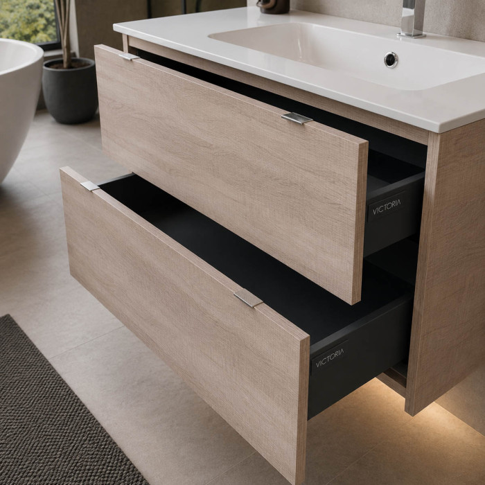Mobile bagno sospeso 120 cm Tranché Miele con 2 cassetti