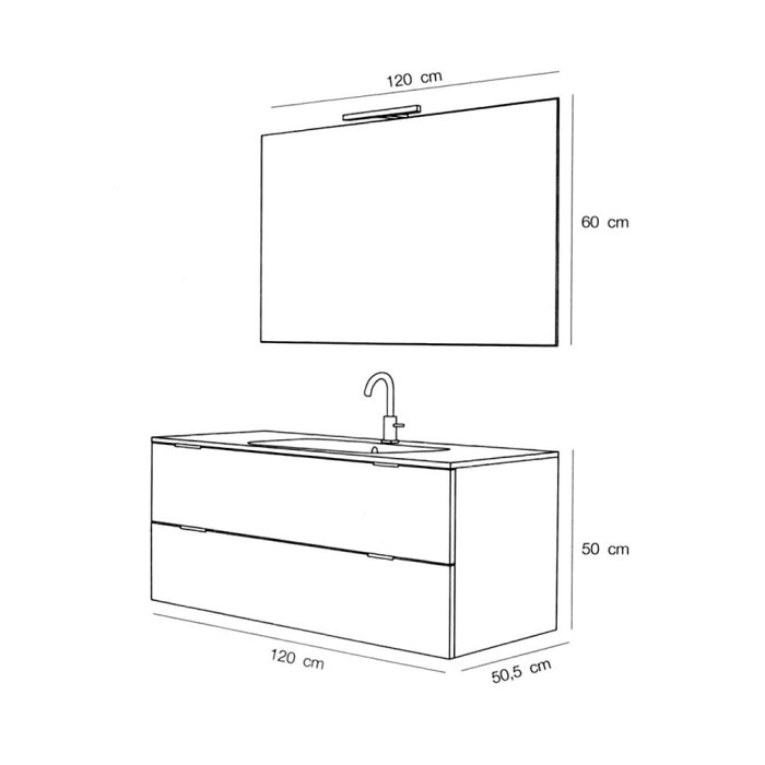 Composizione bagno moderna ANDRÈ 120 cm bianco lucido