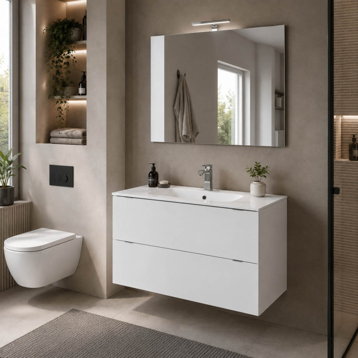 Mobile bagno ANDRÈ 120 cm con specchio e lampada LED