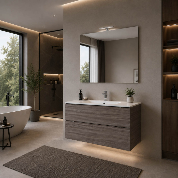 Mobile bagno sospeso grigio fumo 120 cm Made in Italy