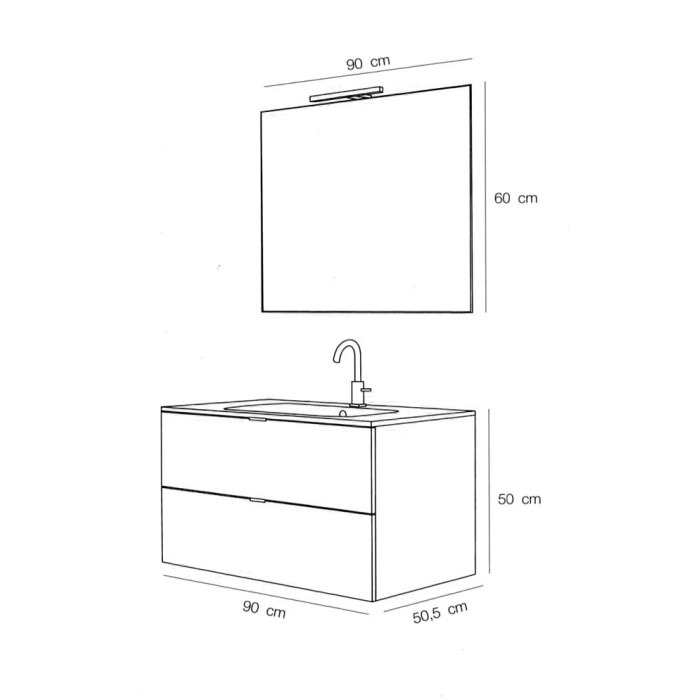 Arredo bagno sospeso ANDRÈ 90 cm bianco lucido Made in Italy