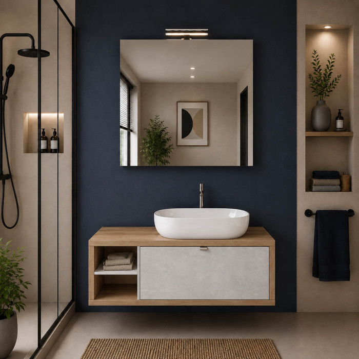 Mobile bagno DOMUS 110 cm con specchio e applique LED