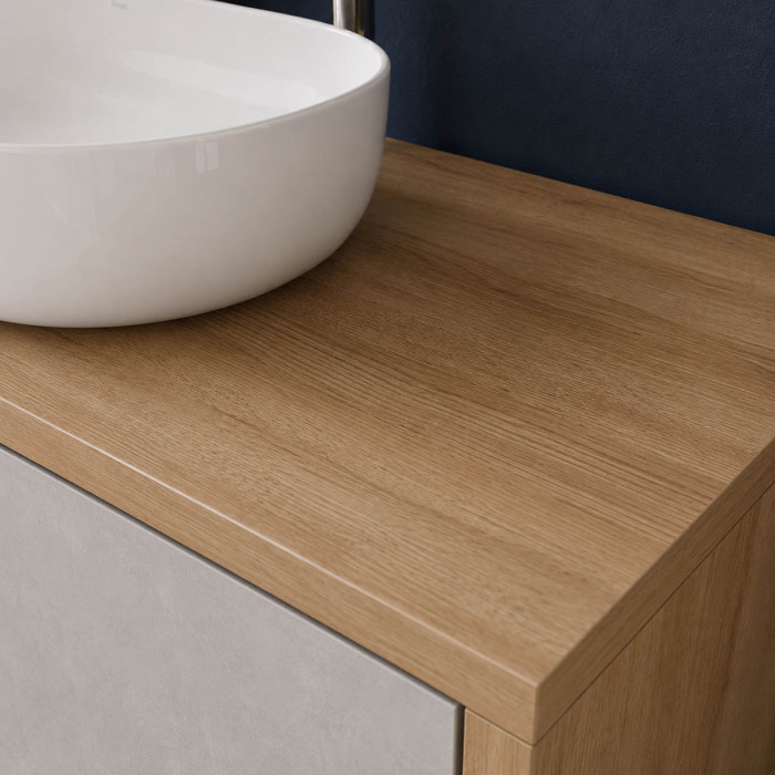 Mobile bagno DOMUS Cemento Grigio Chiaro con lavabo in porcellana