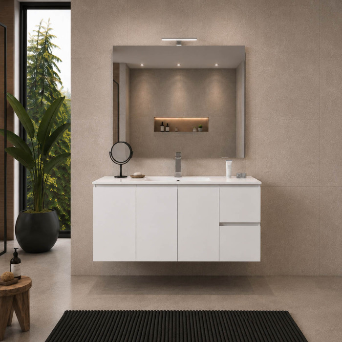 Mobile bagno sospeso GIULIA 100 cm bianco lucido con lavabo