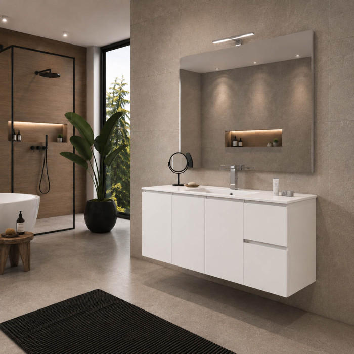 Mobile bagno GIULIA 100 cm bianco con specchio e applique LED