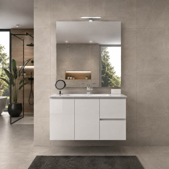 Mobile bagno sospeso GIULIA 80 cm bianco lucido con lavabo