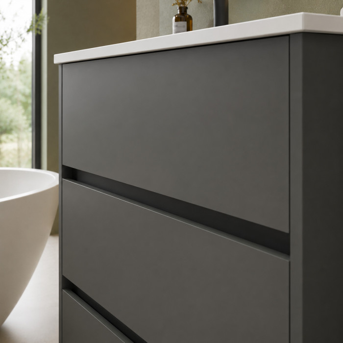 Mobile bagno 80 cm grigio opaco con lavabo