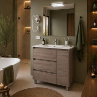 Mobile bagno ARENYS 85 cm Rovere Eternity con lavabo in ceramica