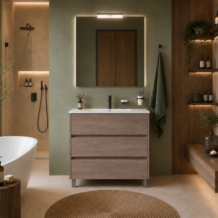 Arredo bagno moderno ARENYS 80 cm rovere eternity grigio tortora