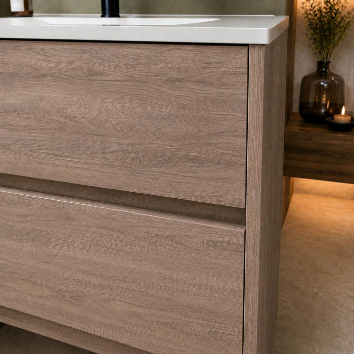 Dettaglio superficie mobile bagno ARENYS rovere eternity