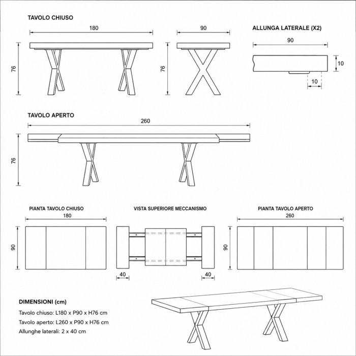 Tavolo OLIVER 160/240x90 cm marmo bianco