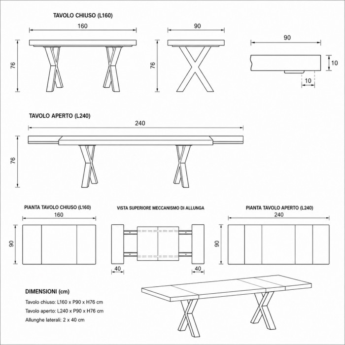 Tavolo OLIVER 180/260x90 cm effetto marmo bianco