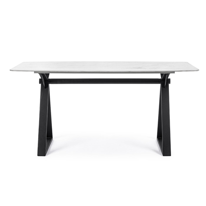 Tavolo design BLANCO con piano effetto marmo bianco