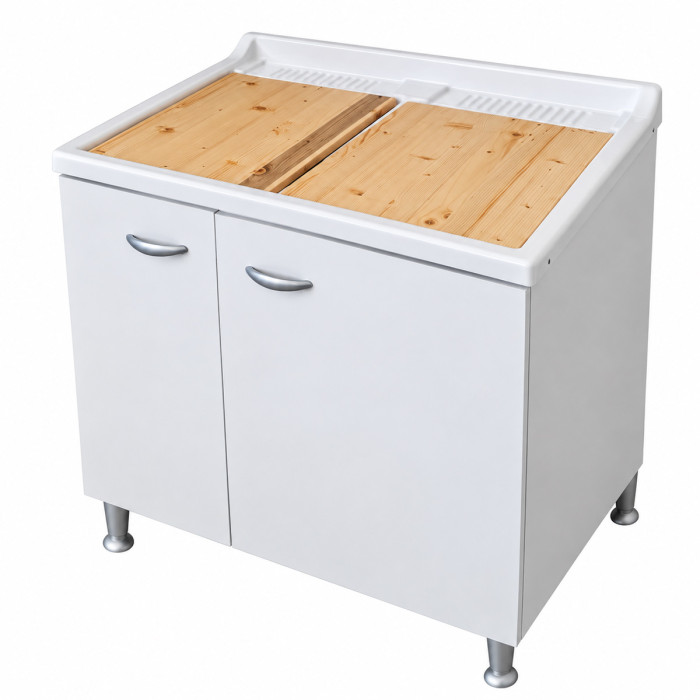Lavatoio LADY 80 cm con assi in legno massello naturale