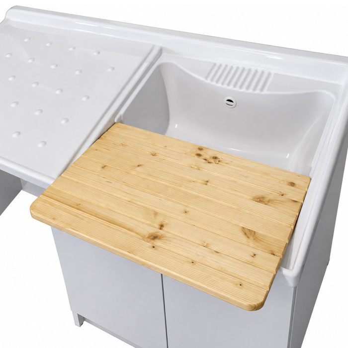 Mobile lavanderia 124 cm con lavatoio e asse lavapanni in legno LADY INTRA