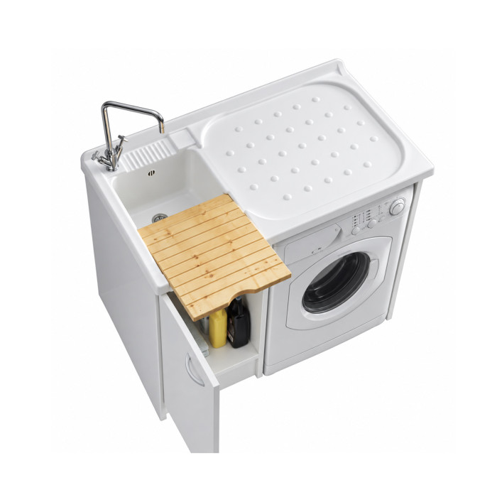 Mobile lavatoio LADY INTRA bianco opaco con anta e porta lavatrice DX