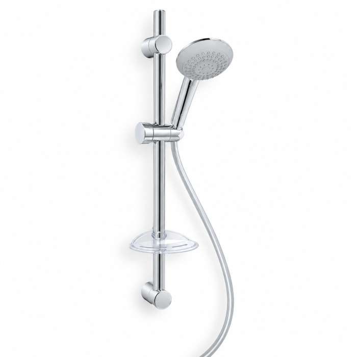 Set doccia ARES cromato con barra in acciaio e flessibile da 150 cm