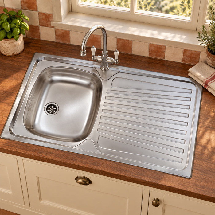 Lavello ATLANTIC 86 × 50 cm con vasca sinistra in acciaio inox