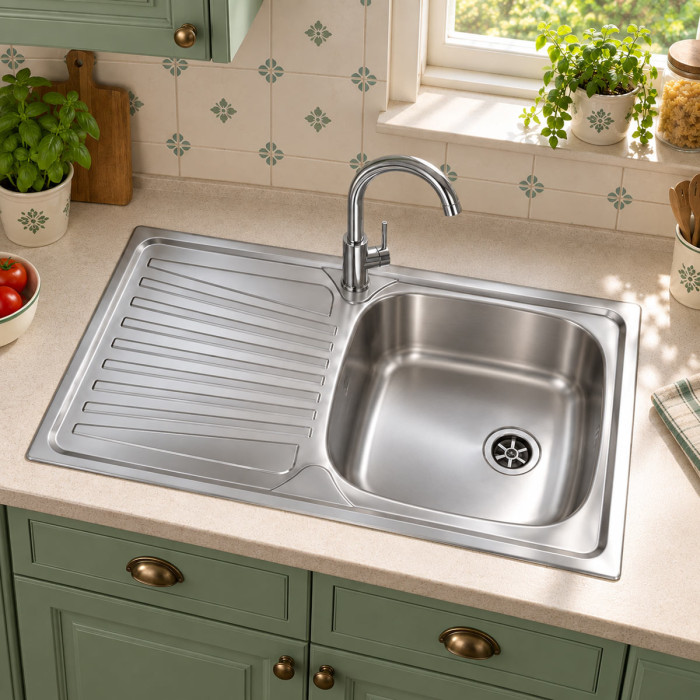 Lavello ATLANTIC 86 × 50 cm con vasca destra in acciaio inox