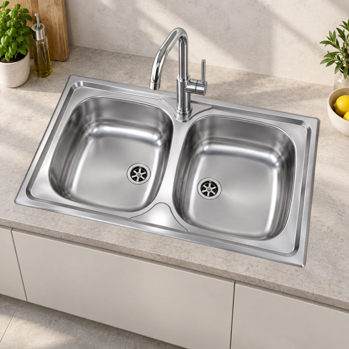 Lavello MONDIAL 86 × 50 cm ambientato in cucina moderna