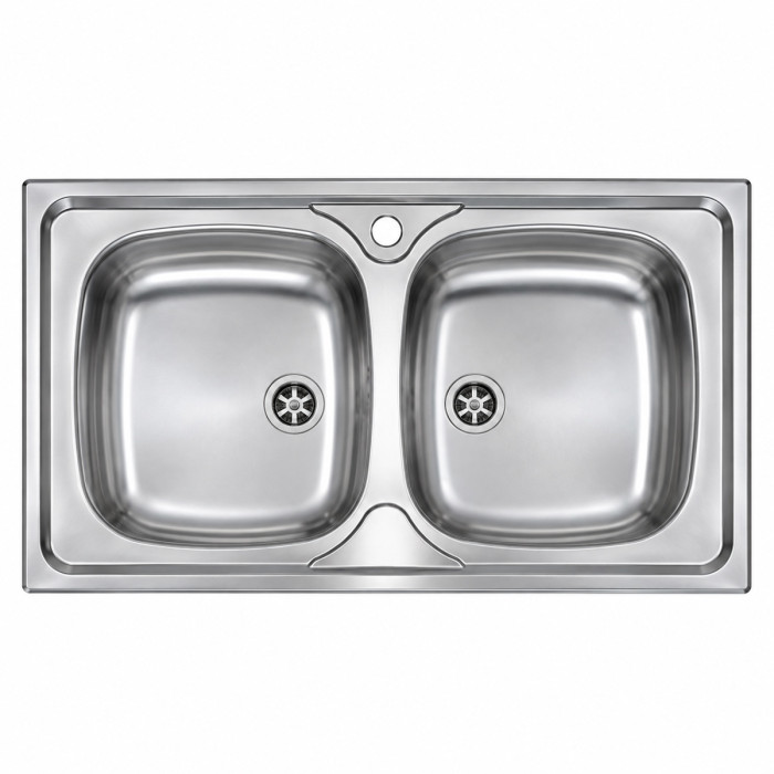 Lavello da incasso MONDIAL 2 vasche inox 86 × 50 cm