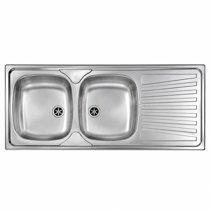 Vista dall’alto del lavello cucina MONDIAL in acciaio inox
