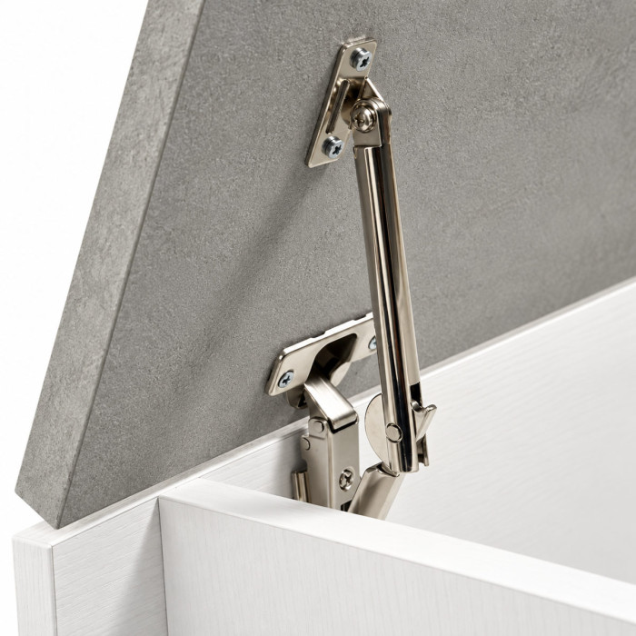 Panca baule moderna con texture 3D bianco cemento