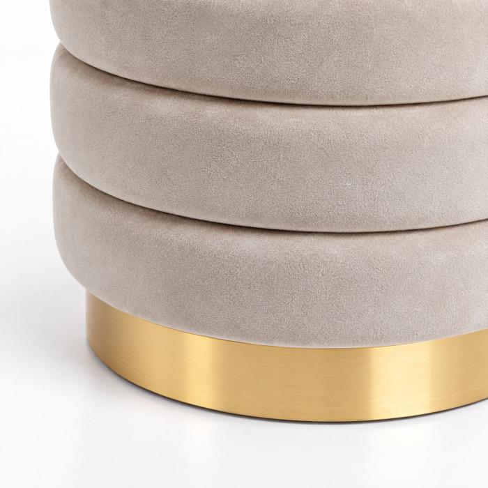 Pouf beige con vano interno salvaspazio e coperchio