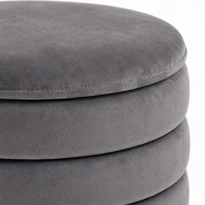 Pouf grigio con vano interno salvaspazio e coperchio