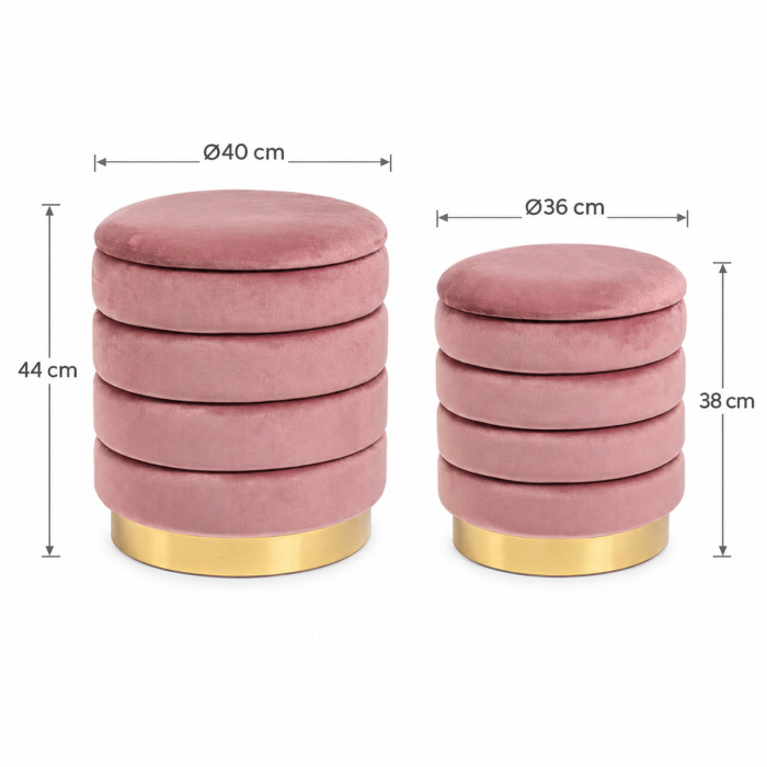 Pouf cilindrici DARINA in velluto per soggiorno elegante