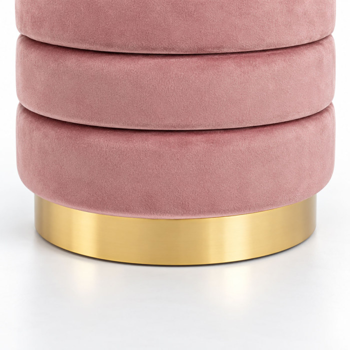 Pouf rosa antico con vano contenitore interno e coperchio