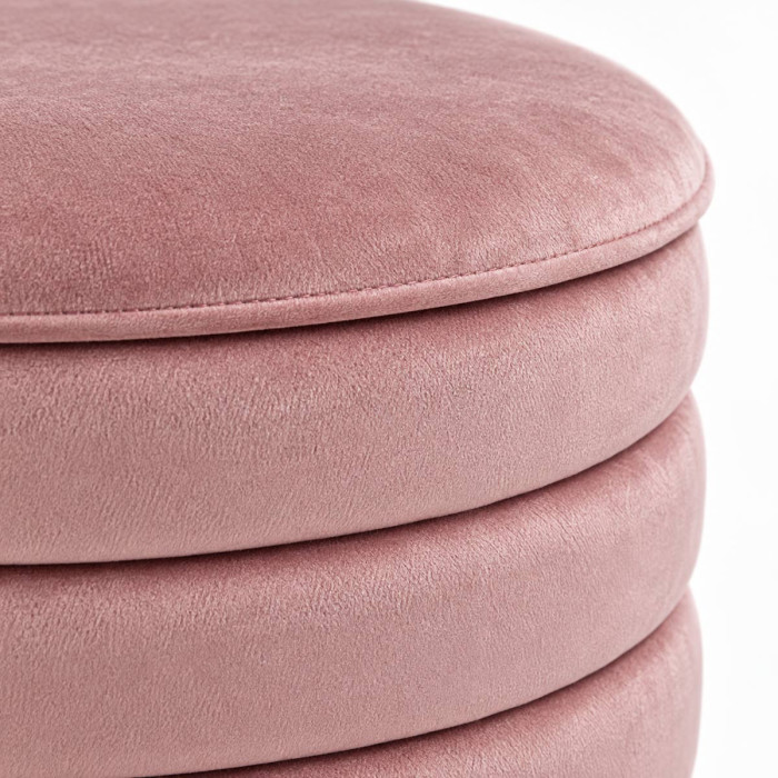 Set pouf grande e piccolo in velluto rosa con base dorata